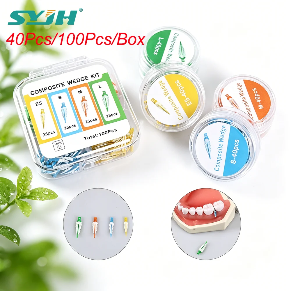 

SYJH Dental Matrix Bands ES S M L 100Pcs Mixed/40Pcs Single Interdental Wedge Autoclaved Dentistry Tooth Restoration Tooth Wedge