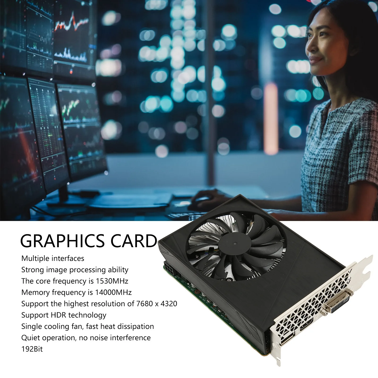 

Видеокарта с несколькими интерфейсами и поддержкой HDCP 7680x4320p GDDR6, видеокарта 4K HDR, стабильная технология для настольного компьютера