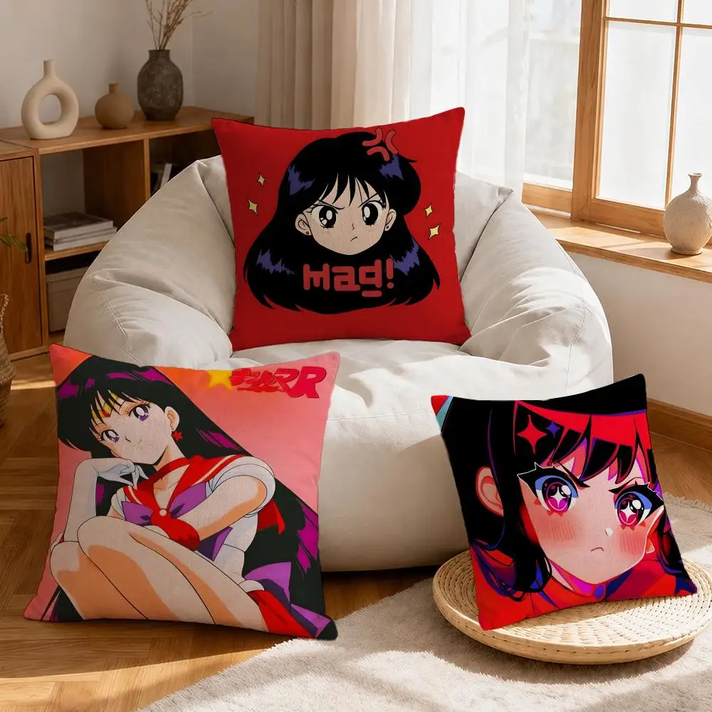 Anime Rei Hino (Sailor Moon) Cushion Cover Linen Anti-Mite Antibacterial Cushion Cover Invisible Zipper Sofa Decor