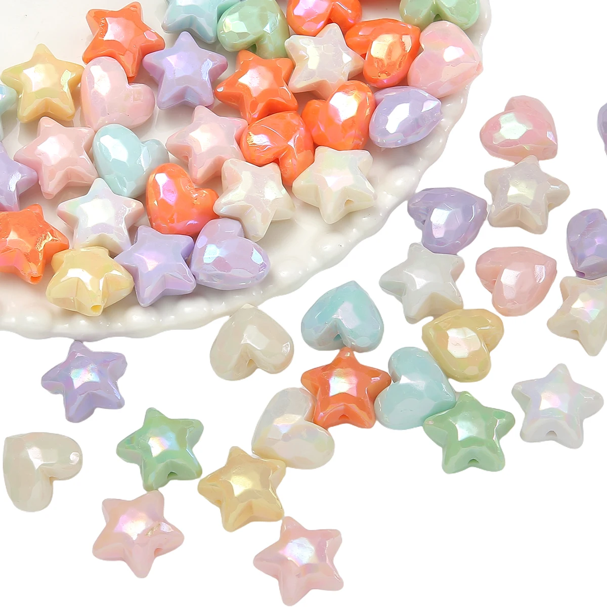 5-10pcs Multicolor Heart/Star Acrylic Beads For Jewelry Making Handmade DIY Necklace Bracelet Loose Spacer Beads 20x19mm/19x17mm