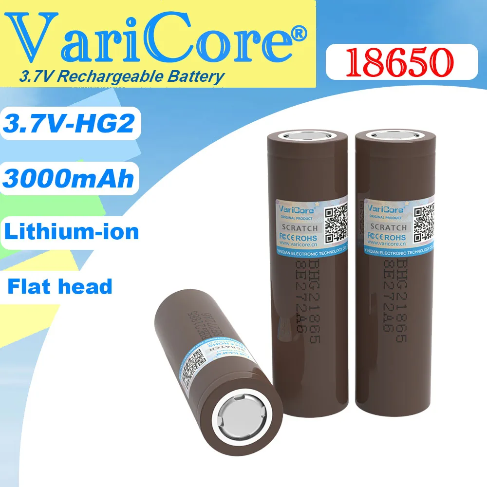 

VariCore Original HG2 18650 3000mAh Rechargeable battery 18650HG2 3.6V discharge 20A dedicated Power batteries