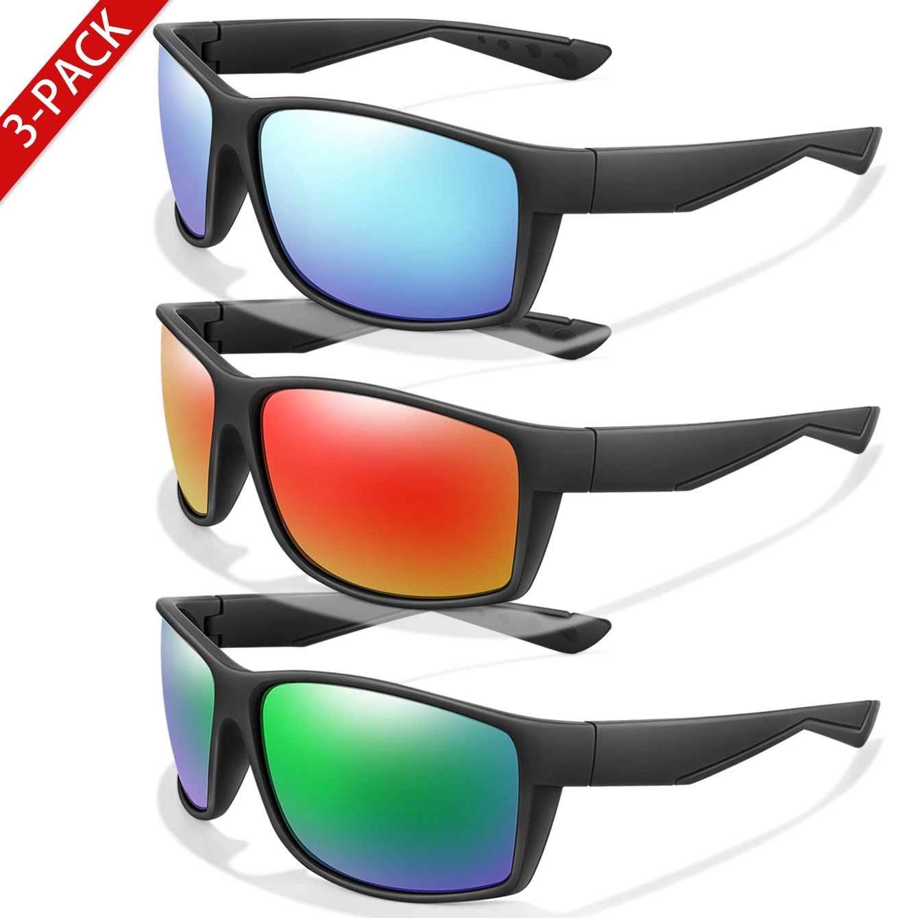 KAROS 3 Pieces Fashion Vintage Polarized Sport Sunglasses Men Women Fishing Running Cycling Mountaineering Glasses UV400 Eyewear