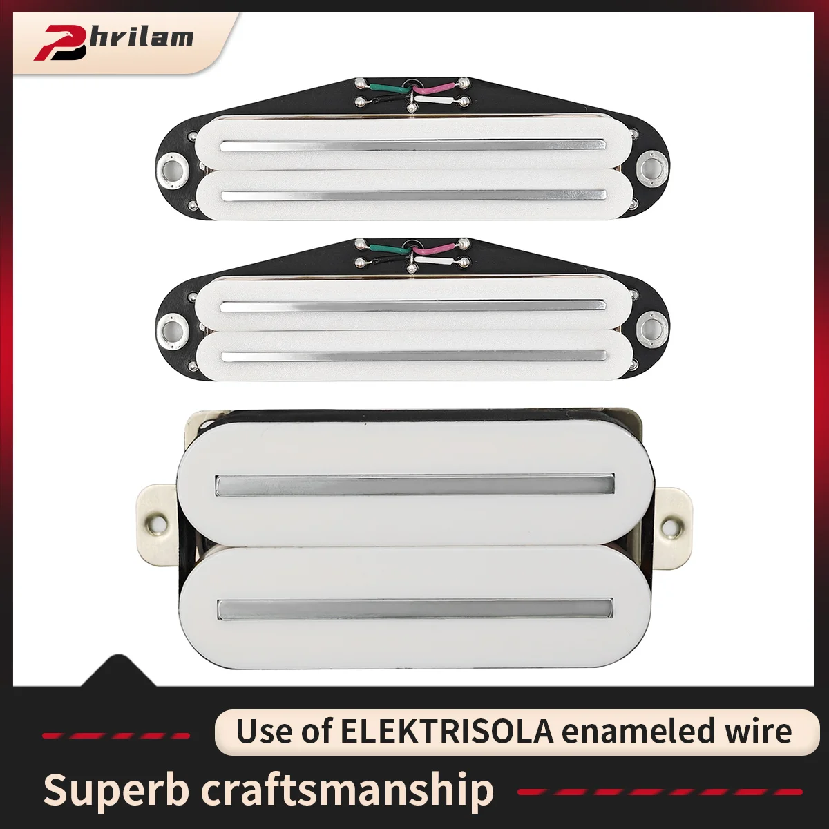 PHRILAM 3PCS Humbucking Pickups Ceramic Guitar Humbucking Pickup Set Electric Guitar Pickup Parts, Black/White Color Available