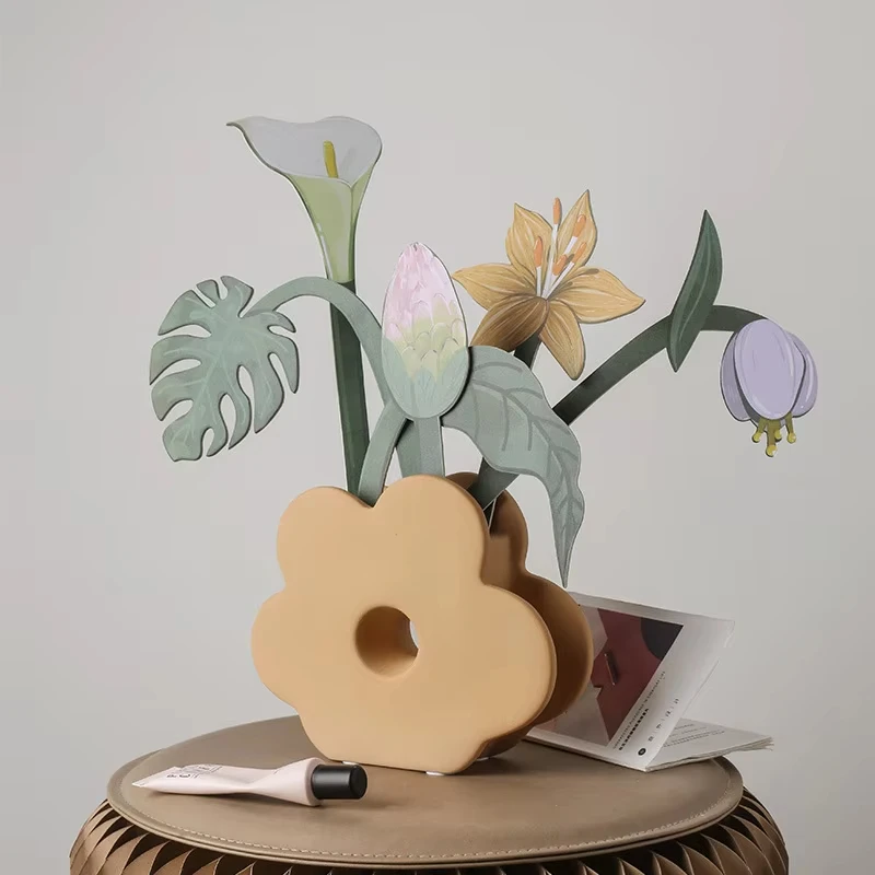 Cutelife Nordic Fragrance Paper Flowers Home Decorative Living Room Accessories Table Decoration Vintage Fairy Garden Ornaments
