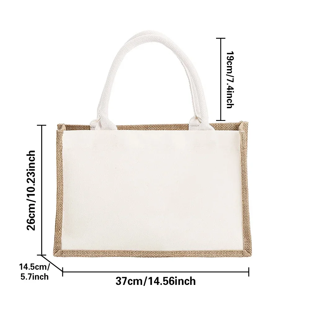 New Love Letter Printing Pattern Capacity Women's Shopping Bag Environmental Protection Linen Shoulder Bag Jute Imitation Sack