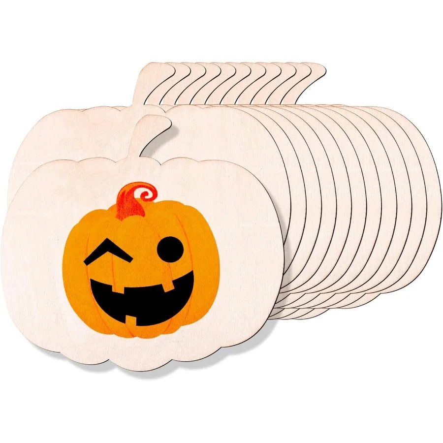 

12 шт., большие деревянные вырезы в форме тыквы, 11 дюймов, незаконченный деревянный ремесленный вырез, пустой вырез в форме тыквы для Хэллоуина, осень Tha