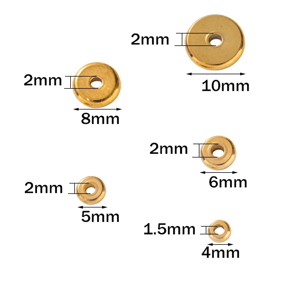 50 Stück Edelstahl 4-10mm Runde Flache Abstandsperlen PVD Goldplattierte Scheibenperlen für DIY Halskette Armband Schmuckherstellung – Detail 1