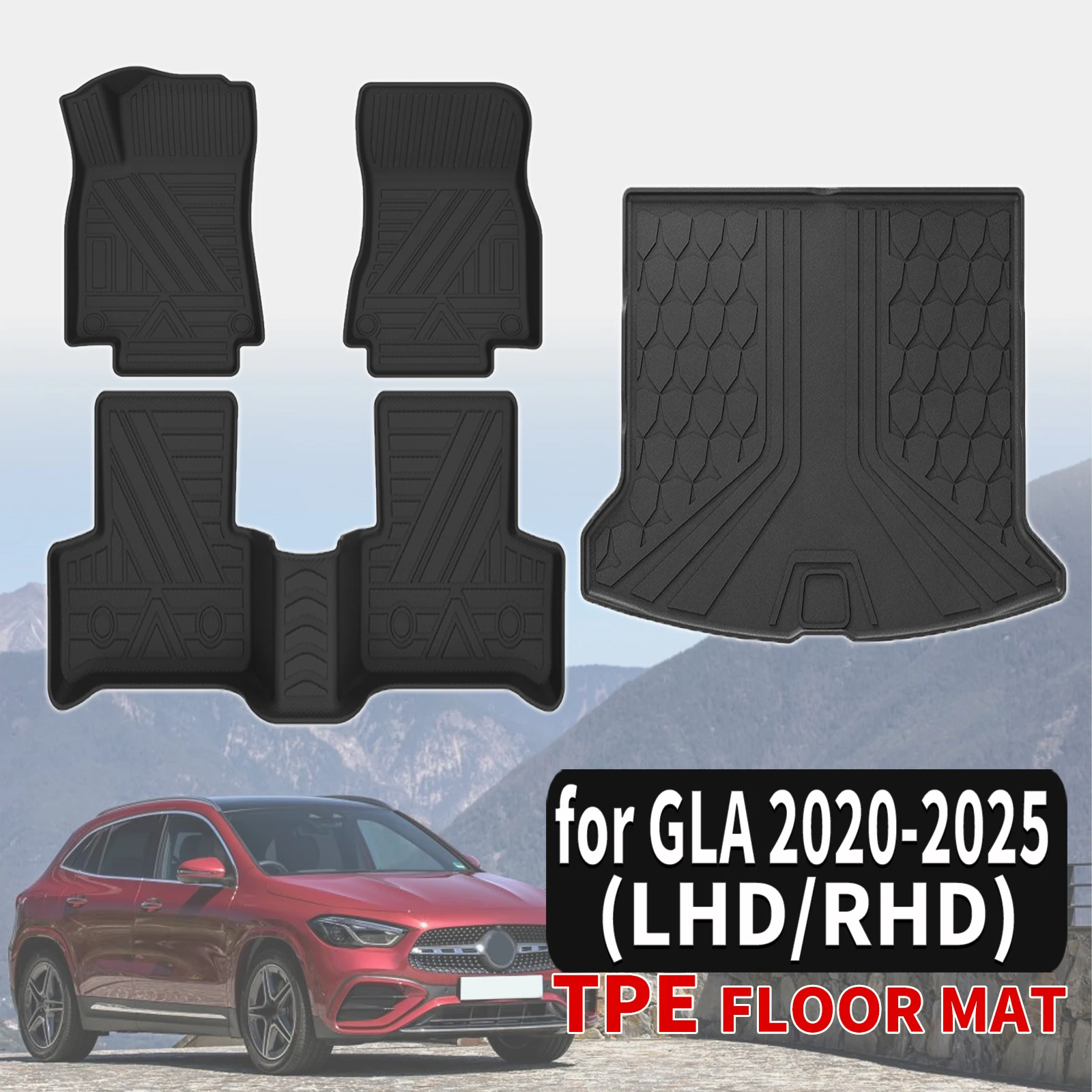 

for Mercedes-Benz GLA 2025-2020 AMG Custom TPE Mats Full Set Eco-Friendly Waterproof All-Weather Floor Liners Accessories