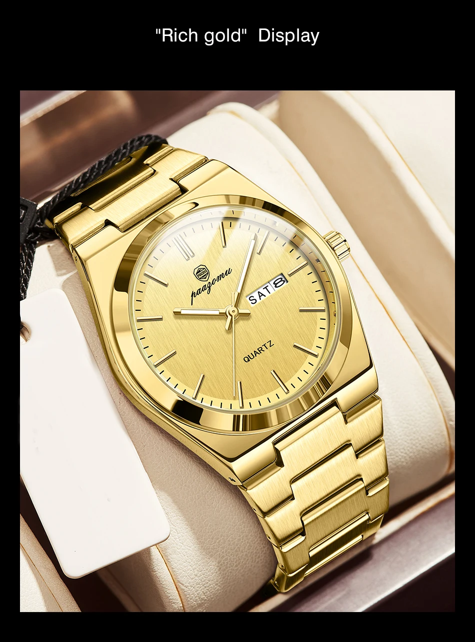 PAAZOMU Ultradünne Quarzuhr für Herren und Damen, minimalistischer Stil, wasserdicht, leuchtende Armbanduhr, bequemer Riemen, tägliches Bürogeschenk – Detail 18