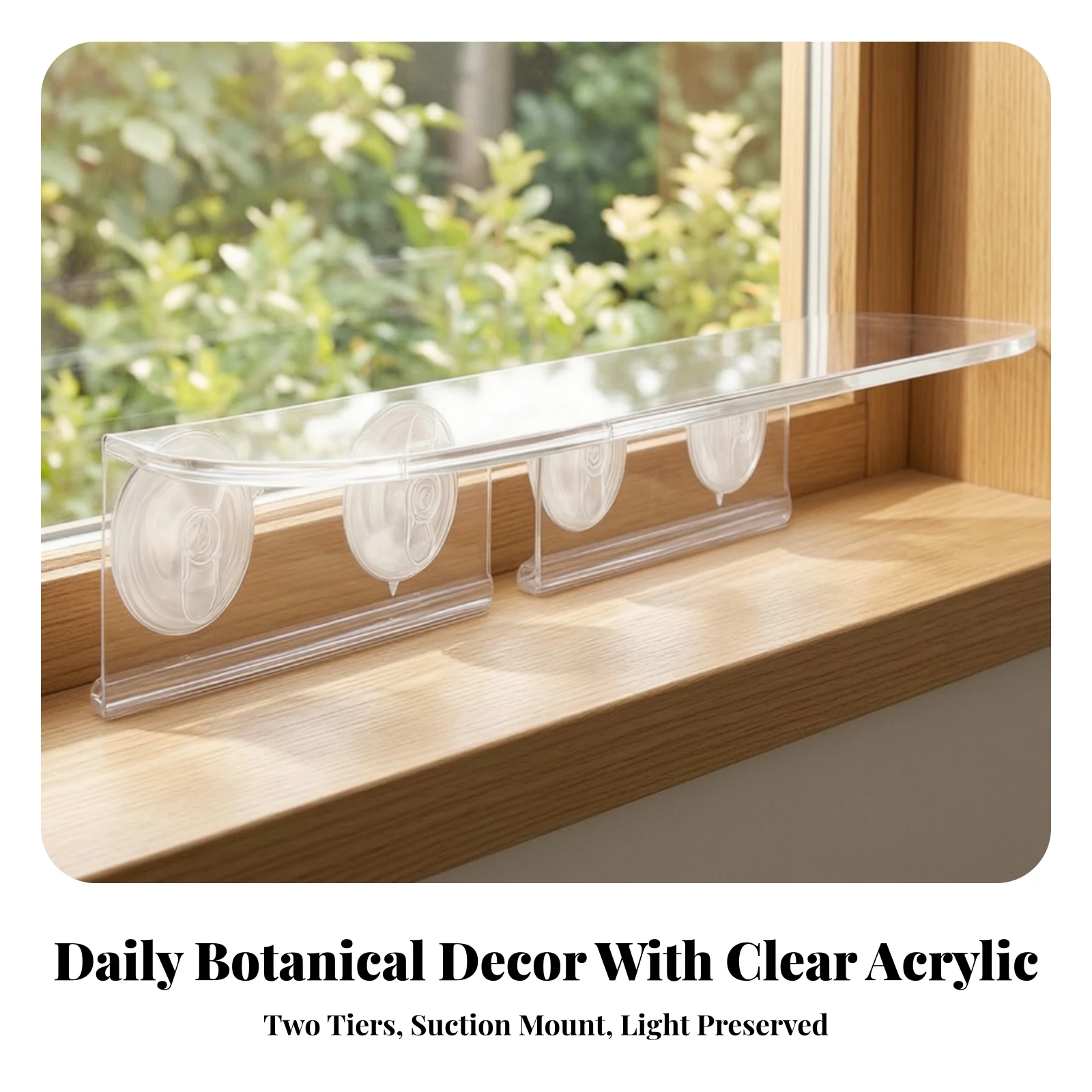 Window Plant Shelf Minimalist Window Planter Shelf Plant Rack with Suction Cups Space-Saving Transparent for Apartment Dwellers