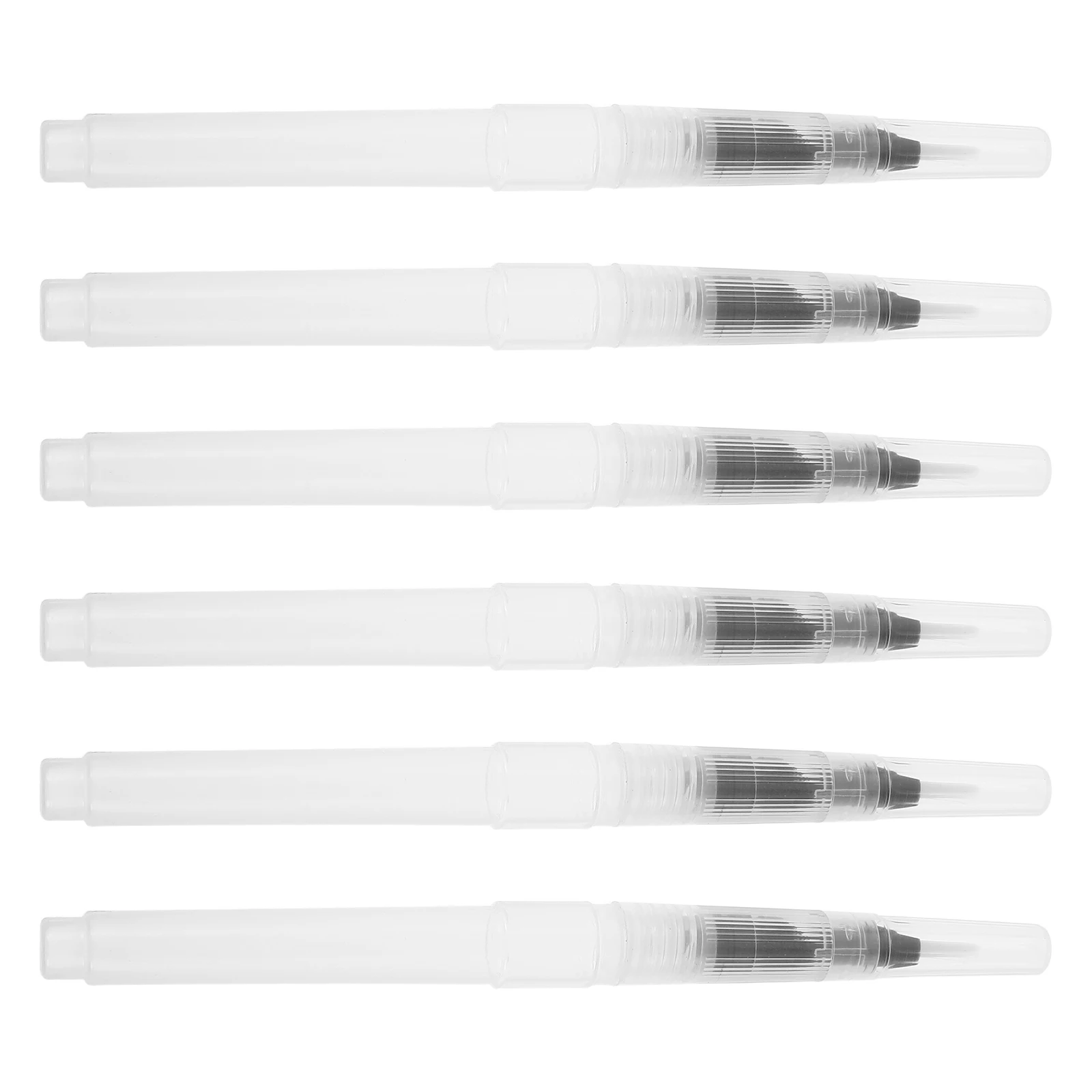 

6Pcs Flat Watercolor Brushes Refillable Design Transparent Pen Body for Precise Line Control Outdoor Sketching