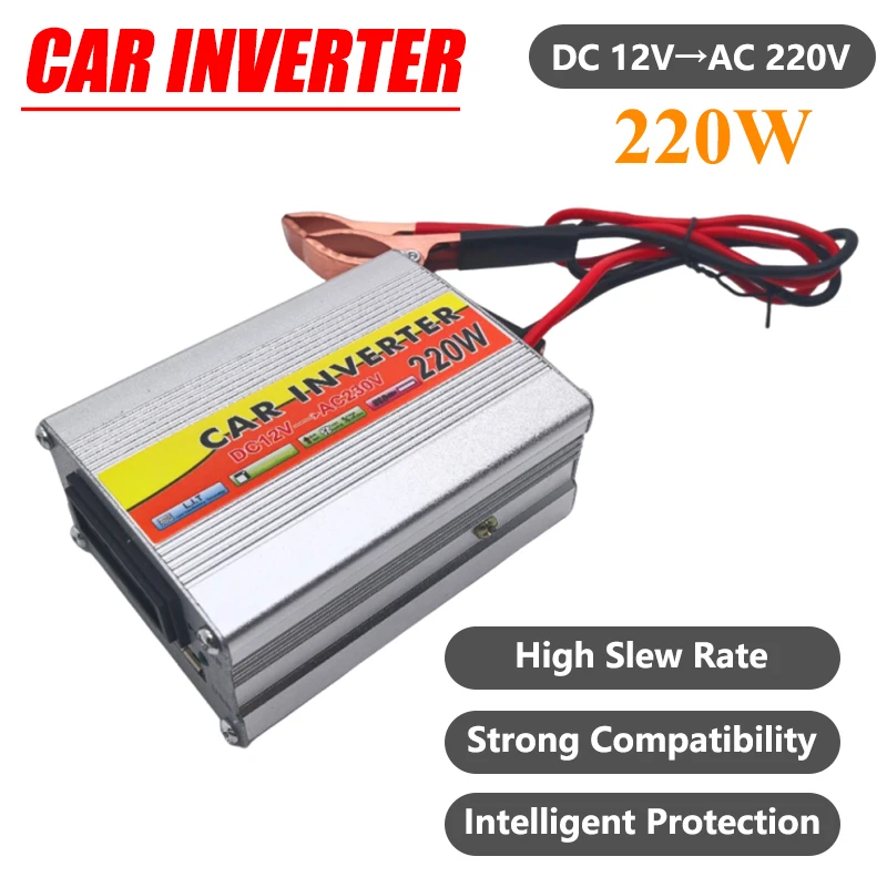 

Автомобильный инвертор постоянного тока 12 В в переменный ток 220 В 220 Вт USB Чистая синусоида Инвертор постоянного тока 12 В в переменный ток 220 В Портативный автомобильный инвертор с зажимом для аккумулятора