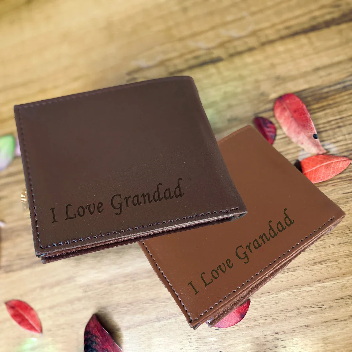 Vegan Leather Photo Wallet For Men - Engraved Mens Wallet - Custom Wallet For Men - Unique Gift For Men - Gift For Boyfriend