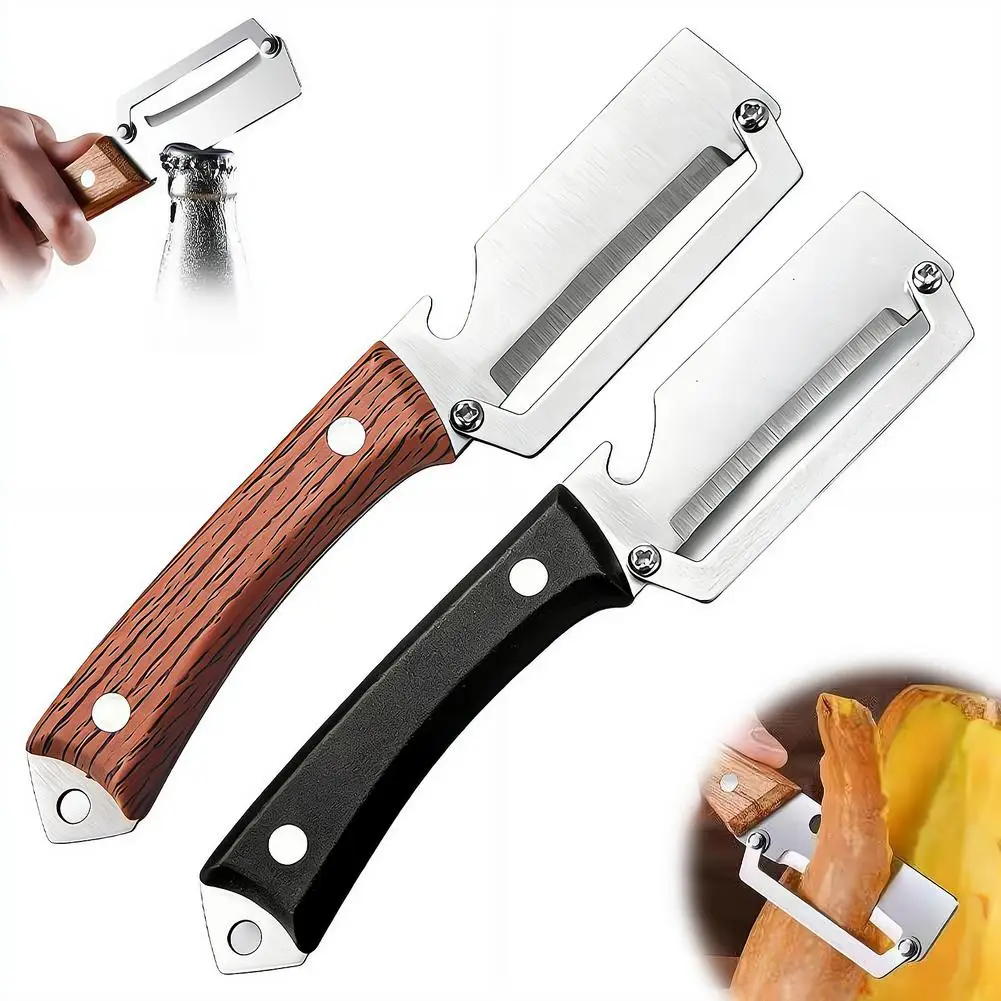 Stainless Steel Peeler with Wooden Handle for Peeling and Slicing Fruits and Vegetables | Durable and Smooth Operation