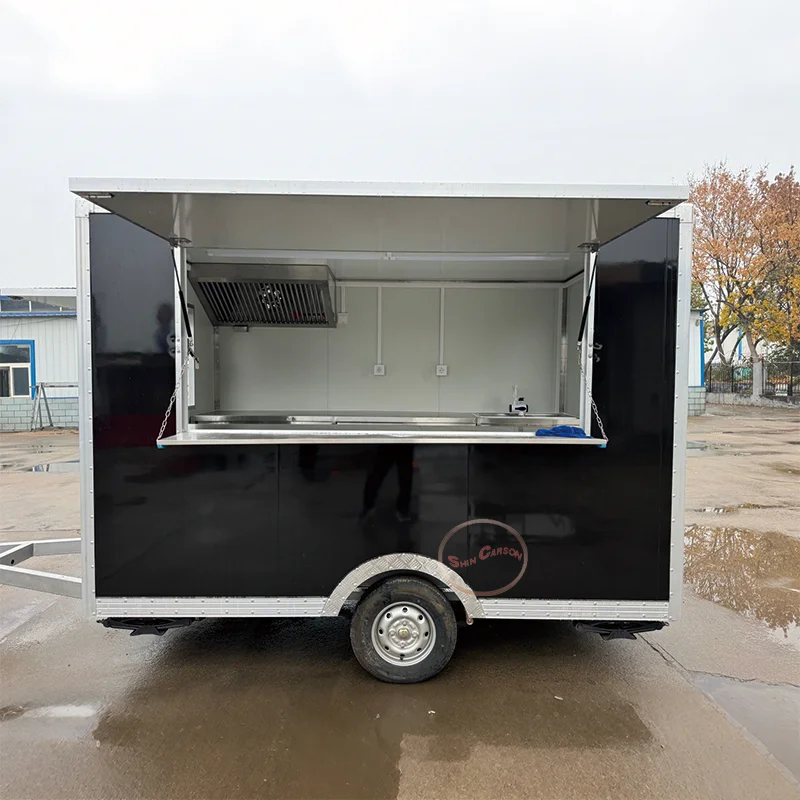 Outdoor Food Trailer Clean Tidy Well Equipped Mobile Kitchen Catering Business Ready to Use