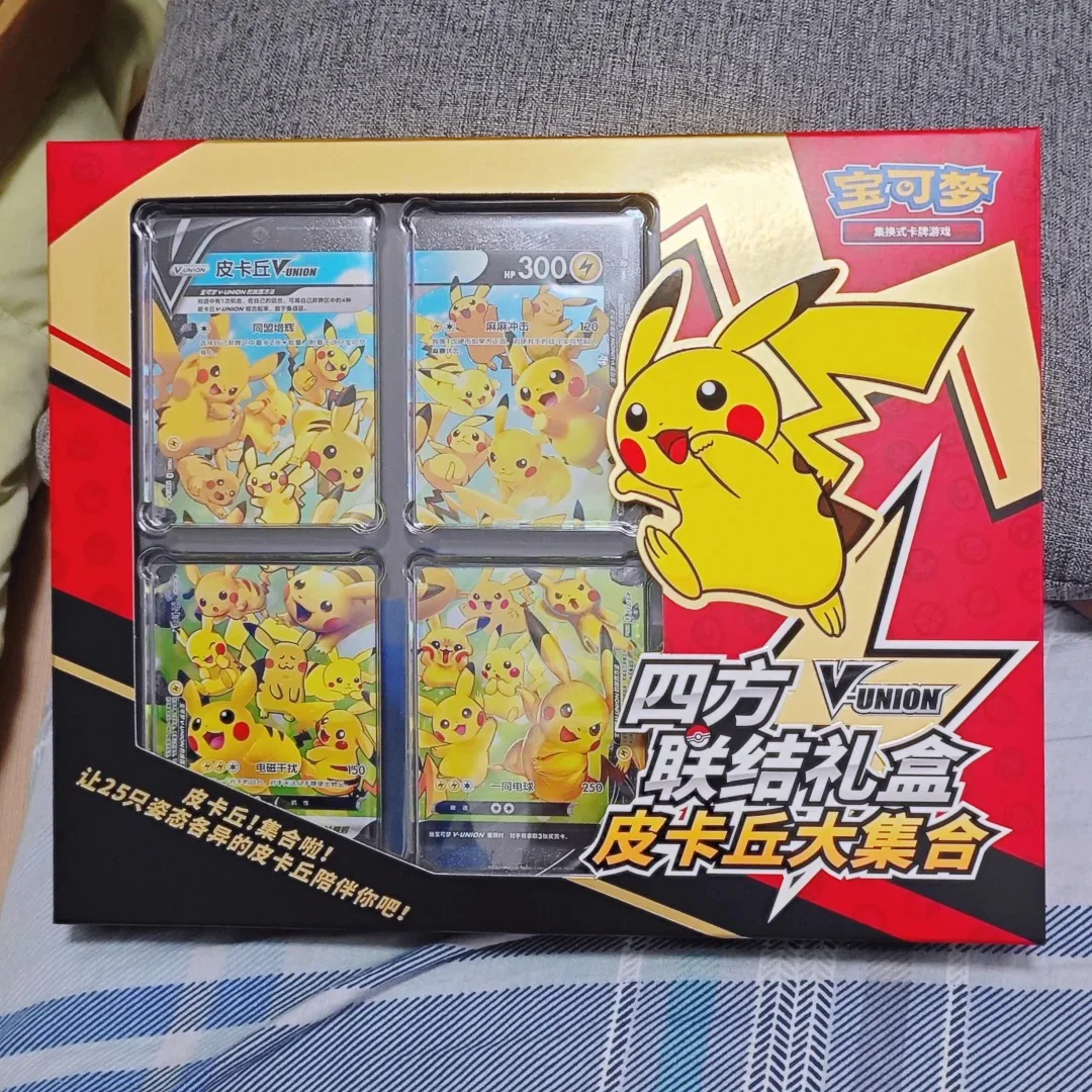 100% Original Pokemon PTCG Trading Cards Game V-UNION Cartoon Quartet Coupling Gift Box Morubeco Collection Toys Birthday Gift