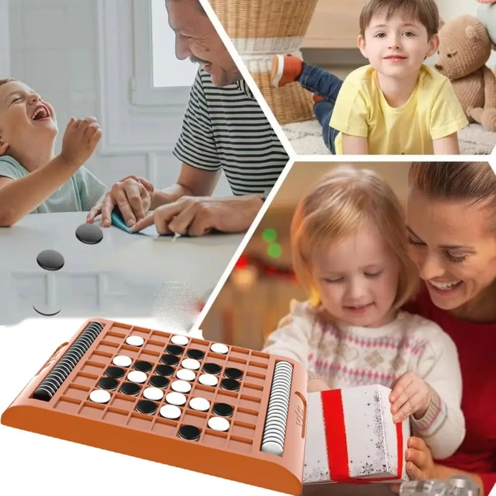 

Настольная игра: черно-белая шахматная доска с функцией переворота, интерактивная игра для родителей и детей, портативные забавные шахматы-перевертыши