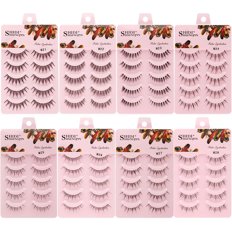 Nep Wimpers 5Pairs 3D Nertsen Wimpers Natura Lange Manga Wimpers Piekerige Natuurlijke Look Valse Wimper Extension Make up Gereedschap Faux Cils