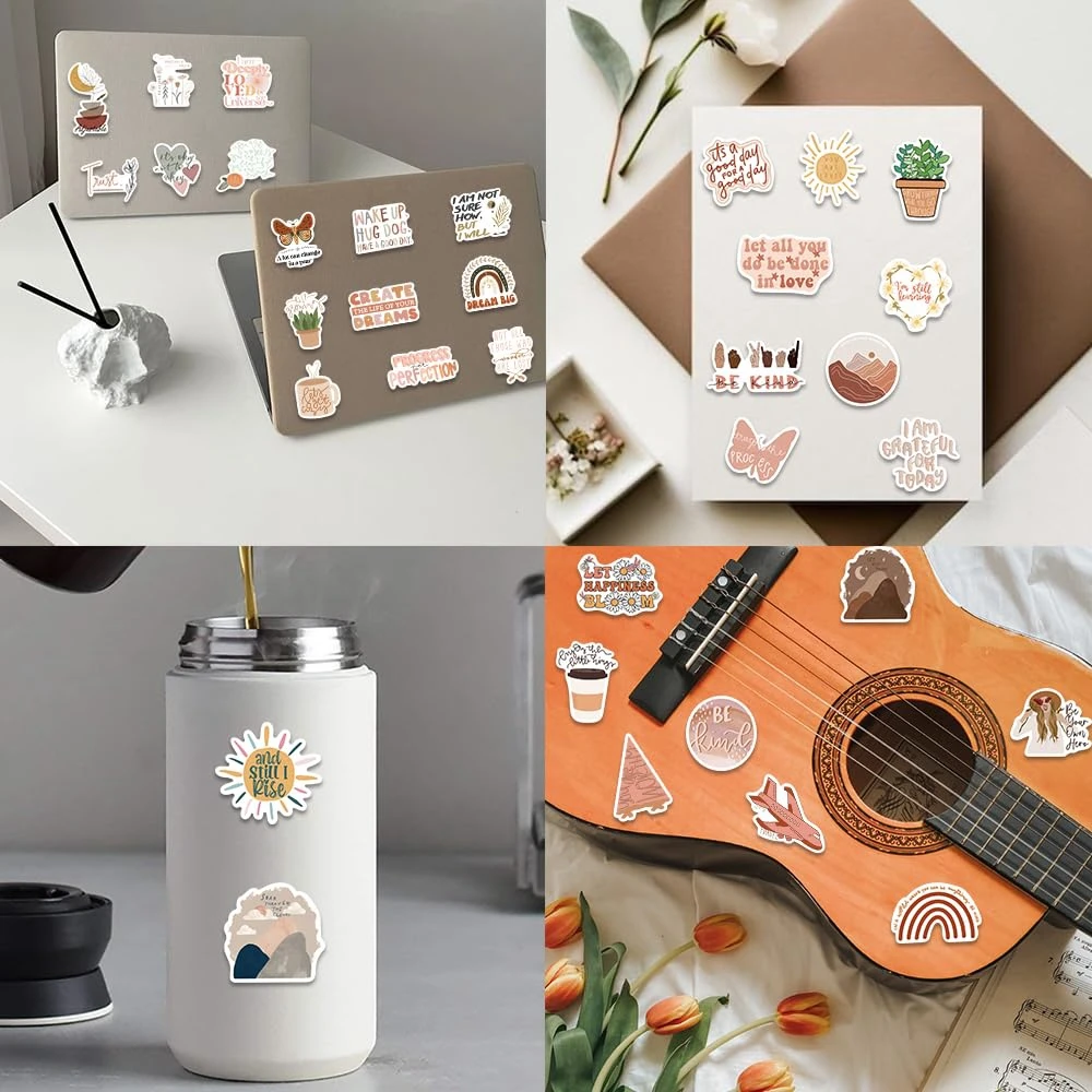 50 pçs boho vintage inspirador saúde mental adesivos diy para portátil telefone garrafa de água bagagem notebook geladeira adesivo decalque