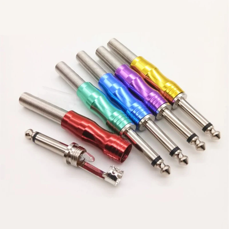 10PCS/20PCS/100PCS 5 Colors 6.35MM 6.5MM Male 1/4'' Mono Jack Plug Audio Connector Soldering Connector With Spring