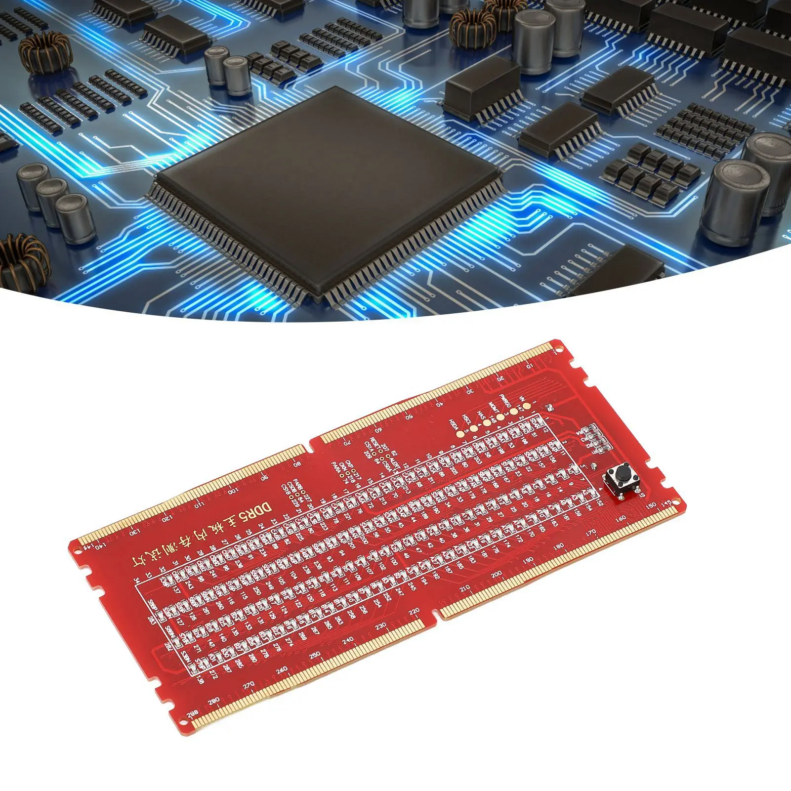 DDR5 Desktop Mainboard Test Card Memory Slot Tester Board with LED Light for Maintenance Memory Slot Tester Mainboard Test Card