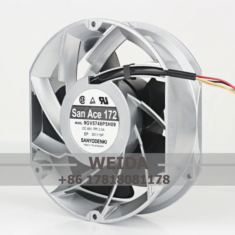 

Вентилятор охлаждения для корпуса SANYO DC48V 2.0A 9GV5748P5H09 17251, промышленный осевой вентилятор с большим объемом воздуха, металлический, PWM, 172x172x51 мм, 17 см