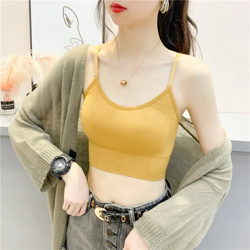 Sweet Sle Sports Bra Women's No Steel Ring Small Chest Gathered Bra High School Girl's Wrap Chest Vest Tube Top Bal