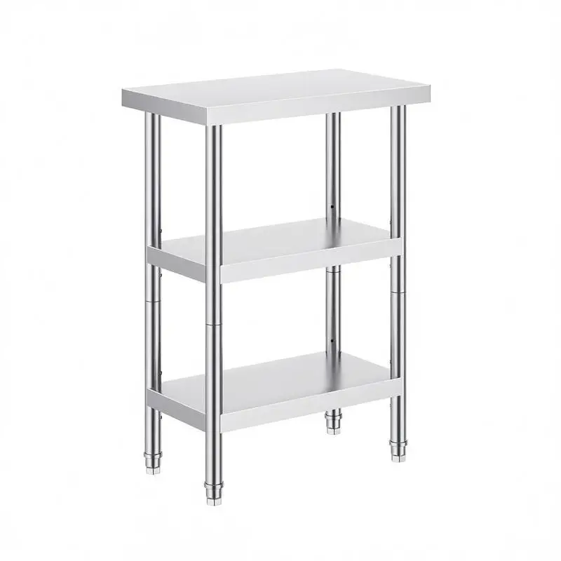 

Metal Kitchen Workstation 14x24x34 Inch For BBQ Cooking Garage, 2 Adjustable Undershelves Heavy Duty Preparation Surface Commercial Grade Heavy Metal Construction