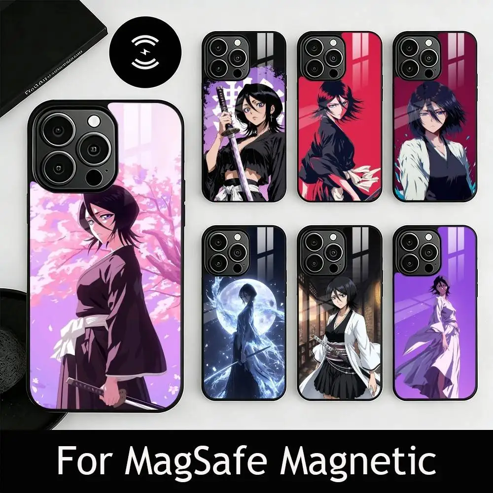 

B-Bleach R-Rukia Kuchiki Phone Case For iPhone17,16,15,14,13,12,11 Plus,Pro Magnetic For Magsafe Wireless Charging