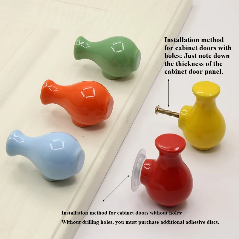 Colorful ceramic cabinet door handle without punching cabinet wardrobe drawer vase handle single hole handles