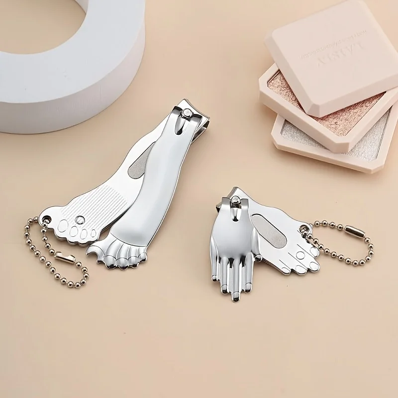 2pcs Fun-Shaped Nail Clipper Set with Portable Keychain, Foldable Home Manicure Tools - Perfect for Household and Travel Use