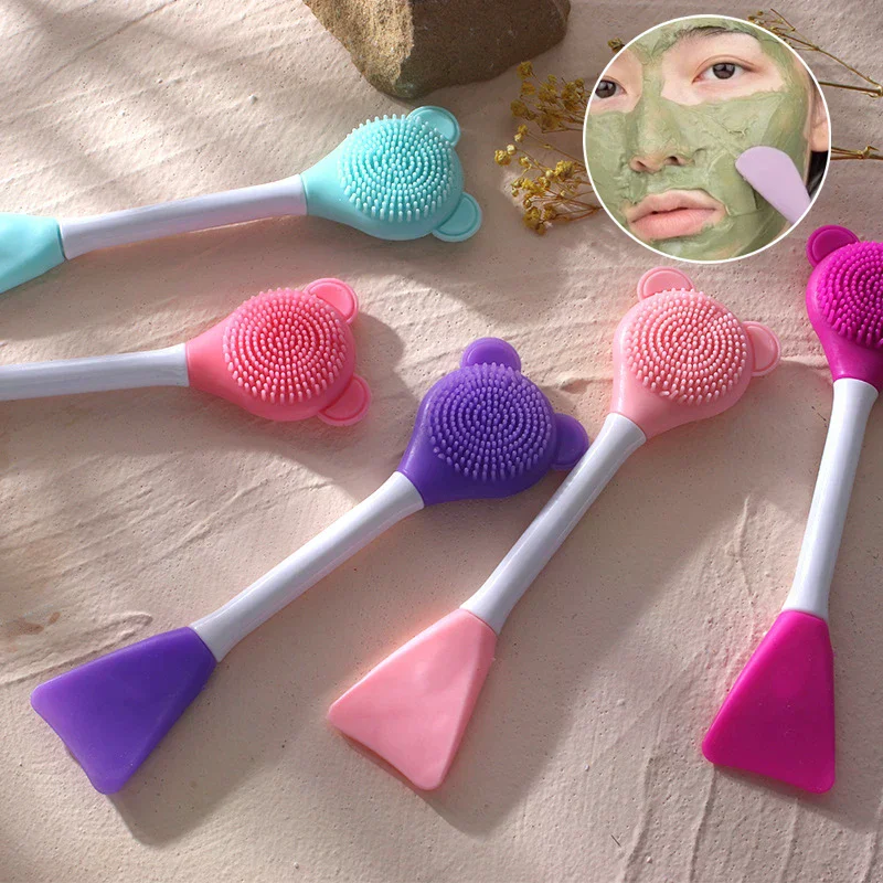 2 en 1 espinillas de silicona limpieza Facial y cepillo para mascarilla espátula herramientas de limpieza profunda exfoliante exfoliante cuidado de la piel Facial de poros