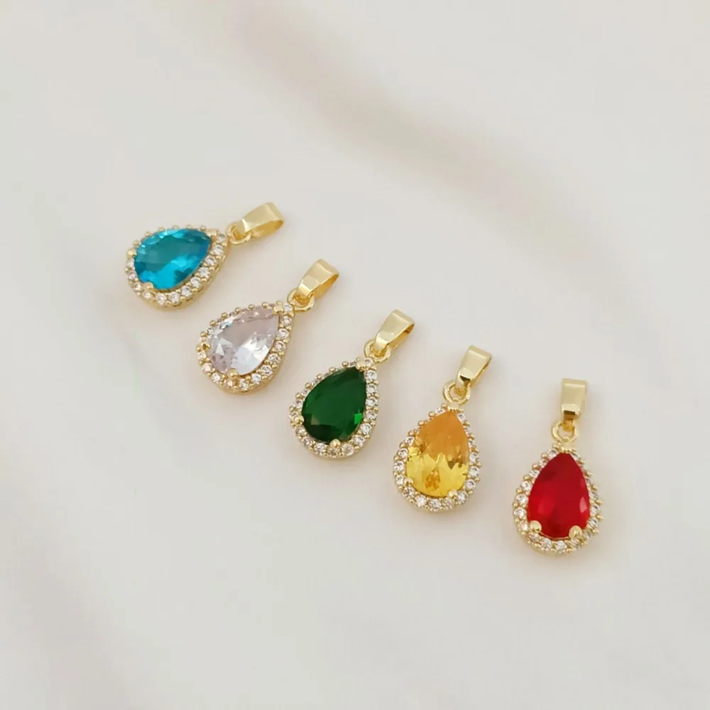 Light Gold Accessory 14K Gold-plated and Set with Zircon Crystal Water Drop Melon Seed Pendant DIY Bracelet Pendant Material