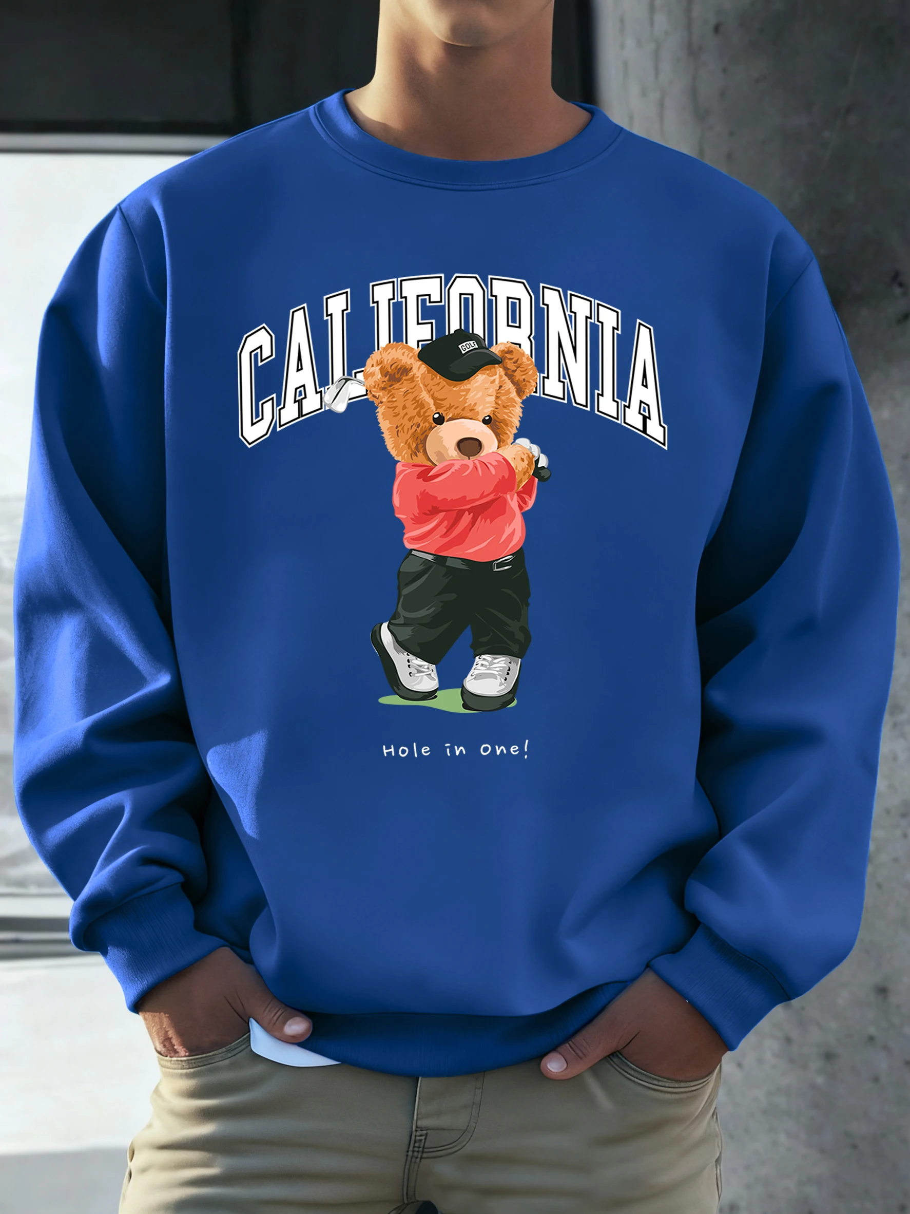 

Калифорния, мужская универсальная толстовка с принтом медведя для гольфа, спортивные модные толстовки, удобная свободная уличная одежда, удобная уличная одежда