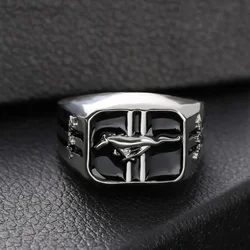 New Personalized Creative Fashion Trend Niche Mustang Racing Men's Rings Hip Hop Punk Street Niche Party Rock Rings Accessories
