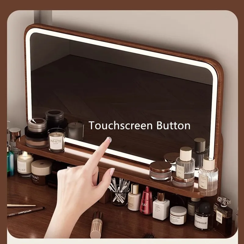 Cassettiera in legno massello, cassettiera a specchio con diodo luminescente, mobili per camera da letto rimovibili per hotel