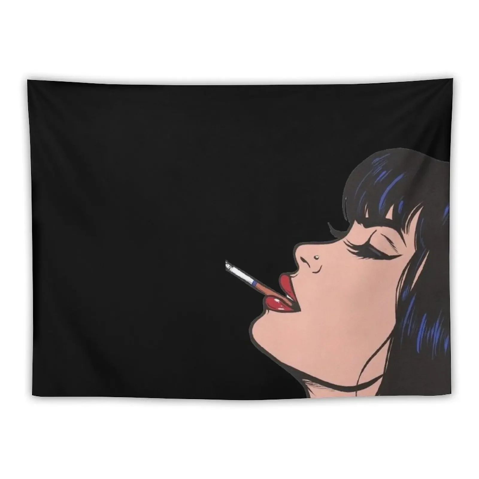 Pop art of girl smoking a cigarette Tapestry Bed Room Decoration Funny Aesthetic Decoration Tapestry