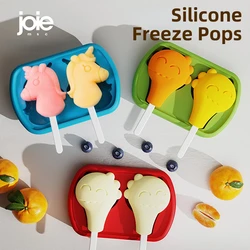 Joie Silicone Popsicle molds Freeze pops Cute Cartoon Mold Reusable Ice Pop Mold With Lids Sticks Home kitchen tools BPA Free