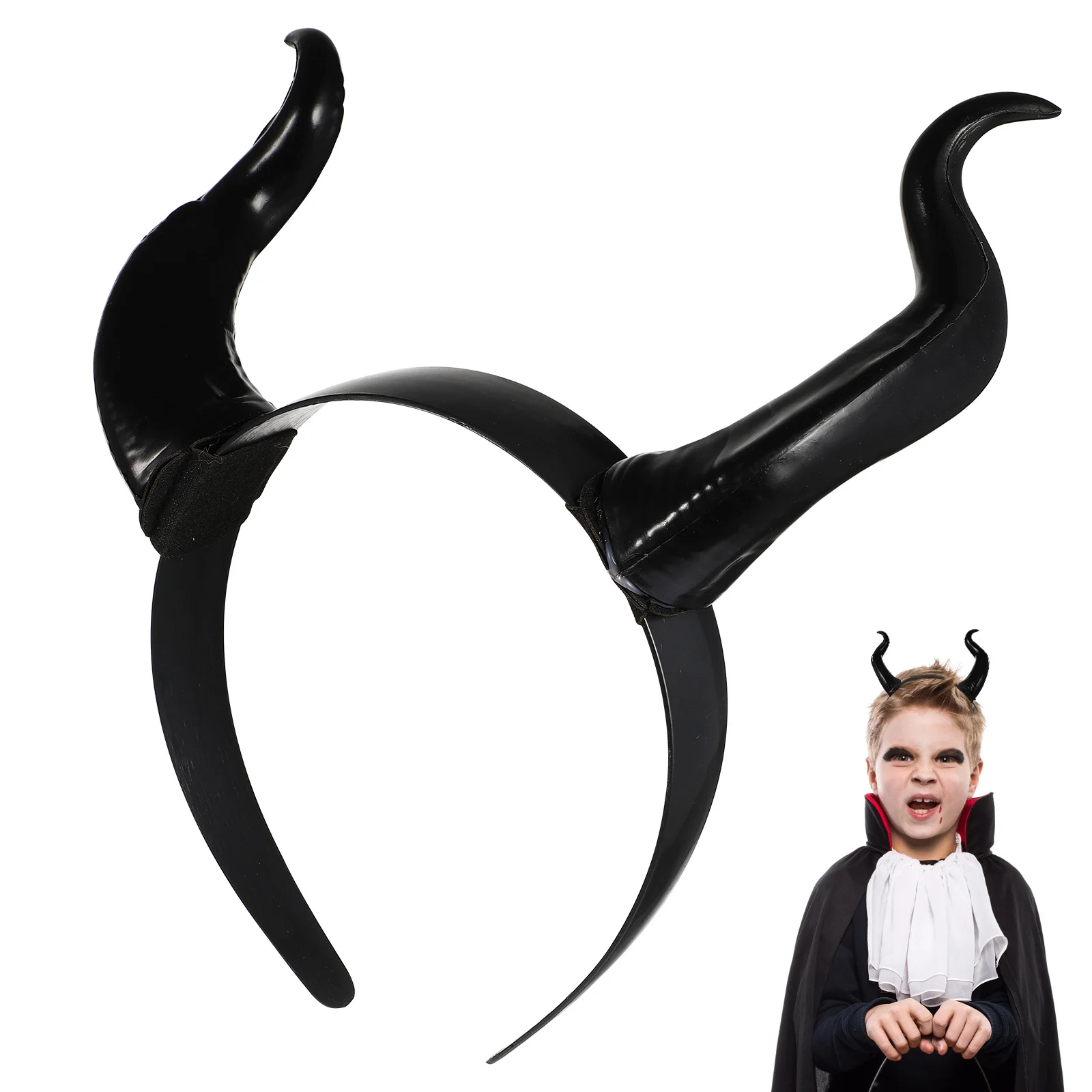 Coiffure gothique en corne de diable pour femmes, couvre-chef de sorcière pour fête d'halloween, accessoire de Cosplay noir, bandeau pour cheveux en corne de bœuf, cadeau de noël