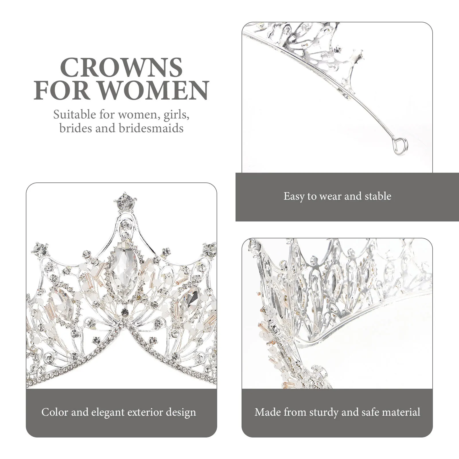 

Crown Hair Accessories For Women Alloy Rhinestone Tiara Wedding Party Prom Decor Bridal Headpiece Festival Headdress Hair
