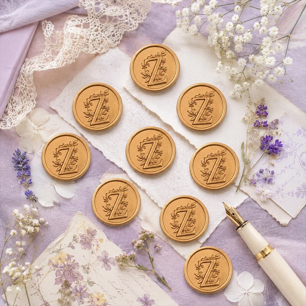 25 pcs Gold Initial Alphabet Self-Adhesive Wax Seal Stickers - Wedding, Party, Birthday, Christmas Envelope Seals Stickers