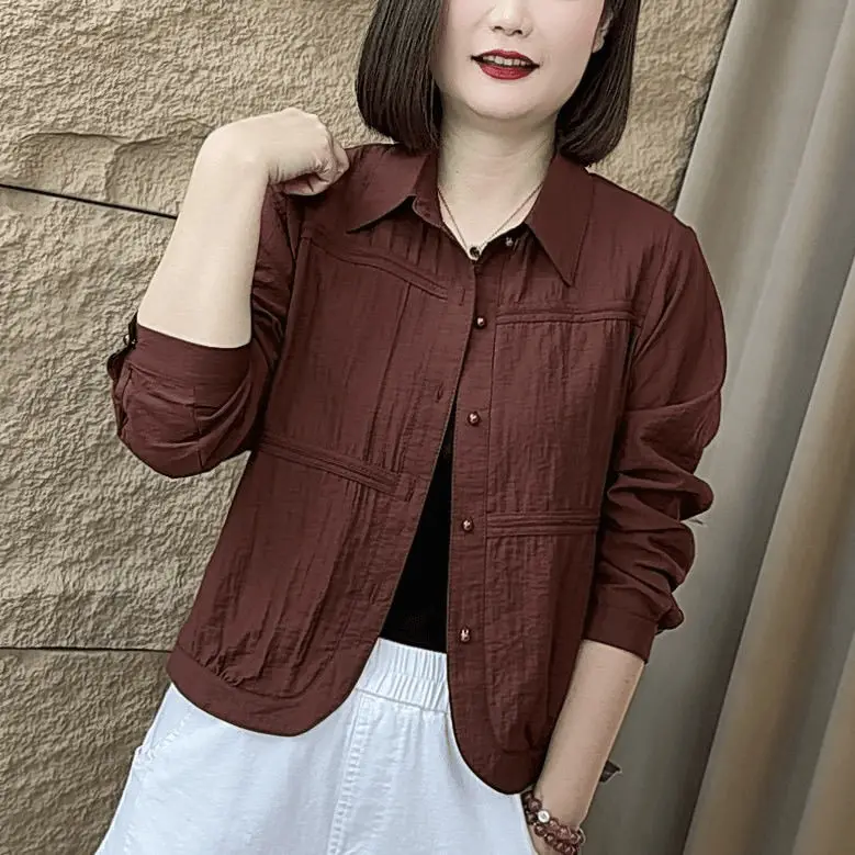 เสื้อแขนยาวชุดผู้หญิงในฤดูใบไม้ผลิ 2025 ใหม่มีสไตล์และสบายๆใหม่หลวมและSlimming MOMเสื้อTops Teesเสื้อT