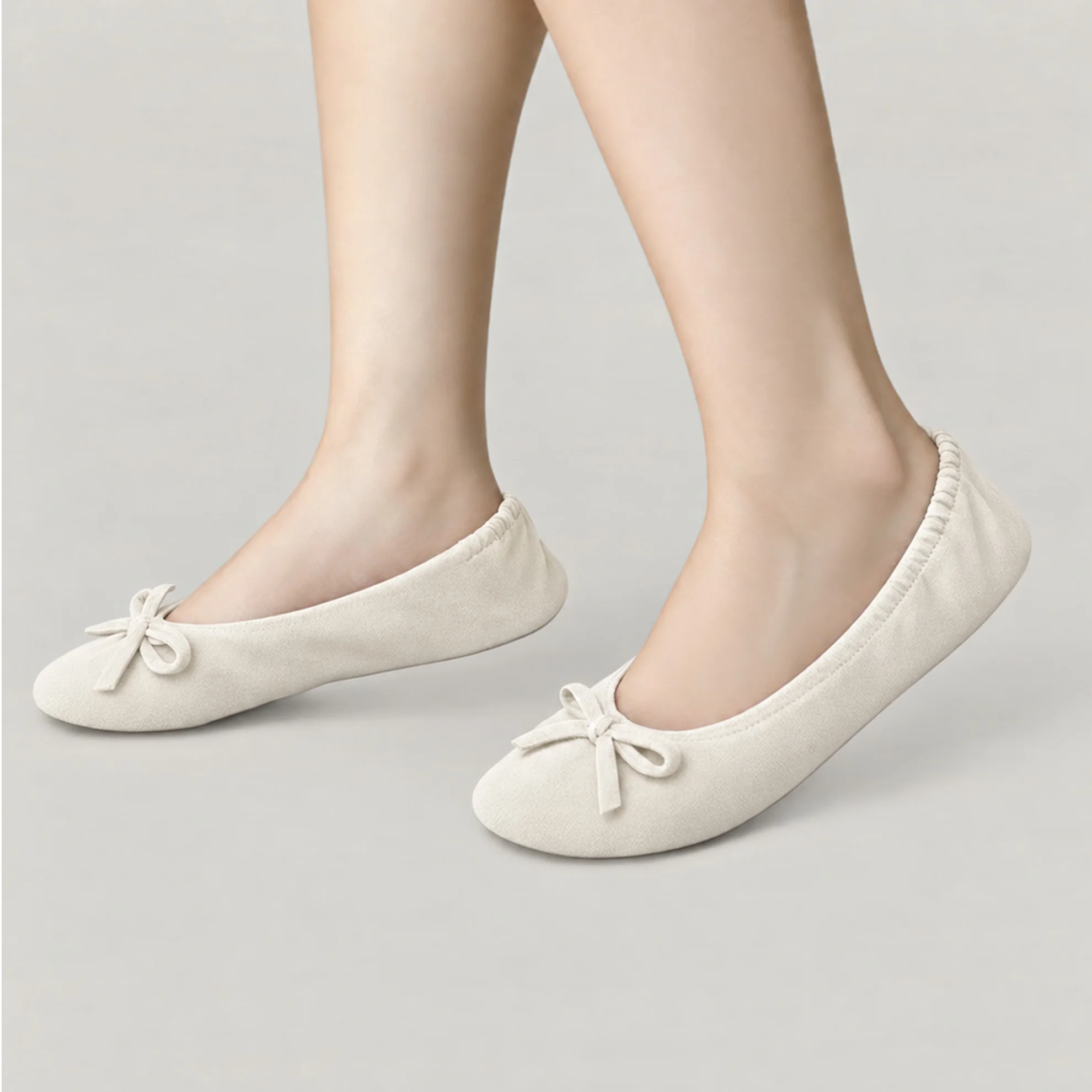 Women's Portable Ballet Flats with Matching Case & Satin Bow, Comfortable, Versatile, Foldable, and Portable Flat Shoes