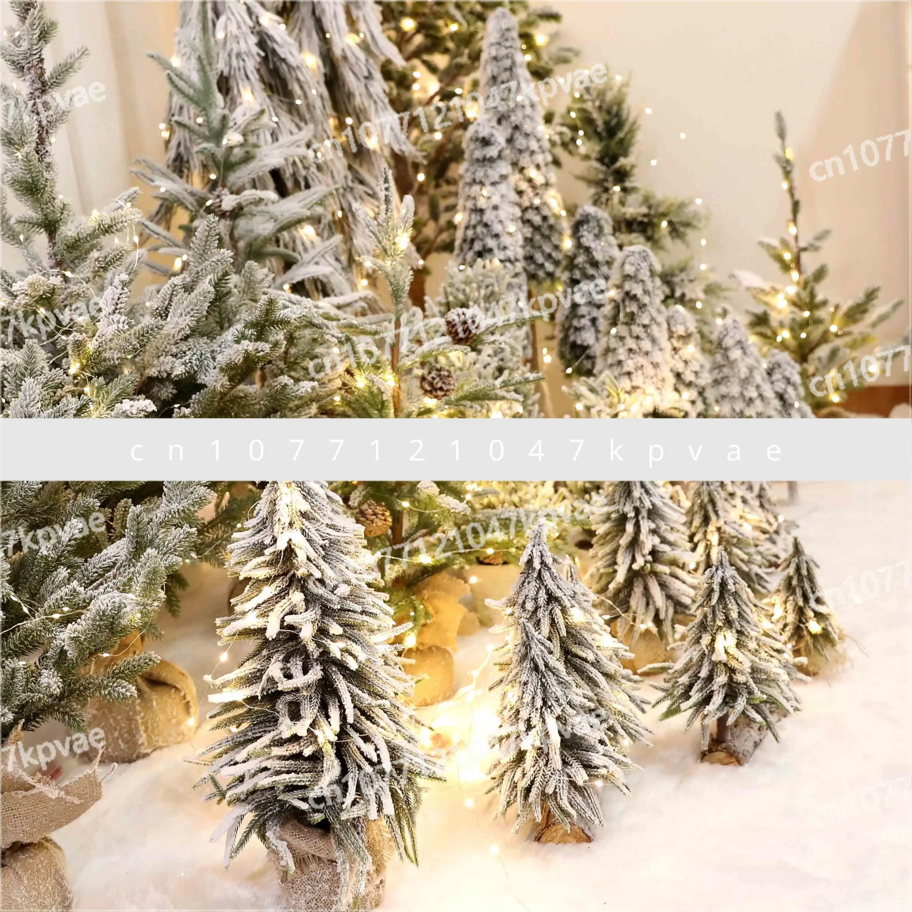 Christmas snow PE flocked small mini cedar, tabletop Christmas tree, home ornaments window scene decorations