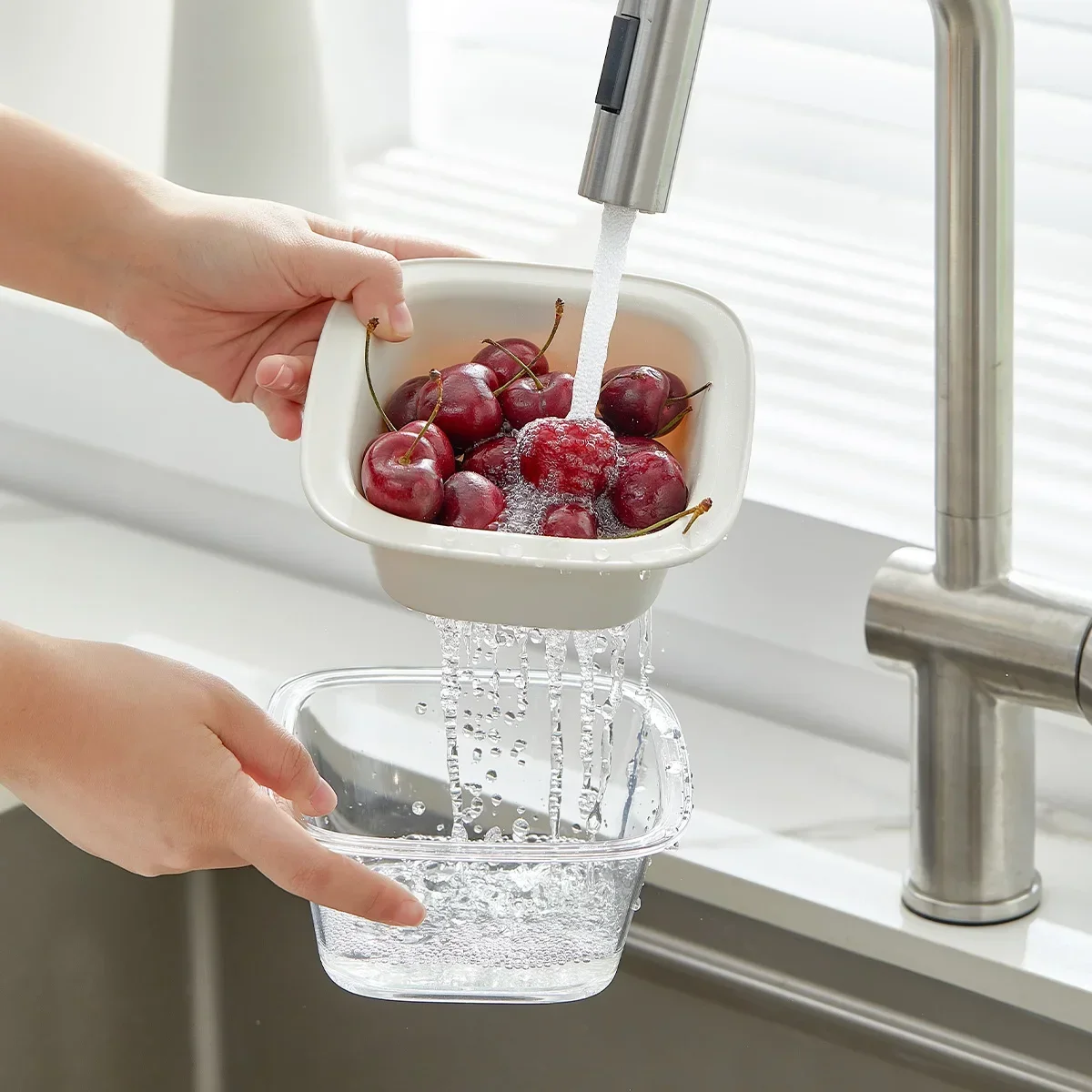 Cesta De Drenagem De Lavagem De Frutas De Dupla Camada, Requintado Prato De Frutas Pequenas, Cozinha E Essencial Em Casa, Novo Modelo De Sala De Estar