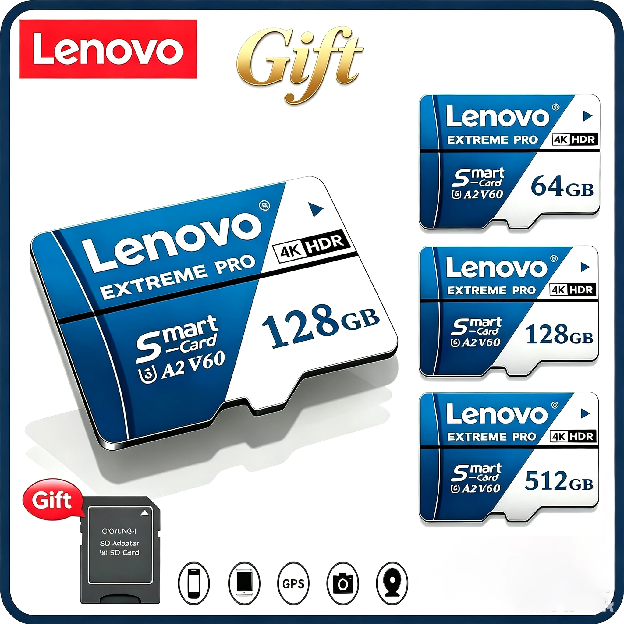 Lenovo Micro TF SD Card Extreme SD Memory Card 256GB 16GB 16GB C10 TF Flash Card for Xiaomi Phone Camera Table PC For Camera