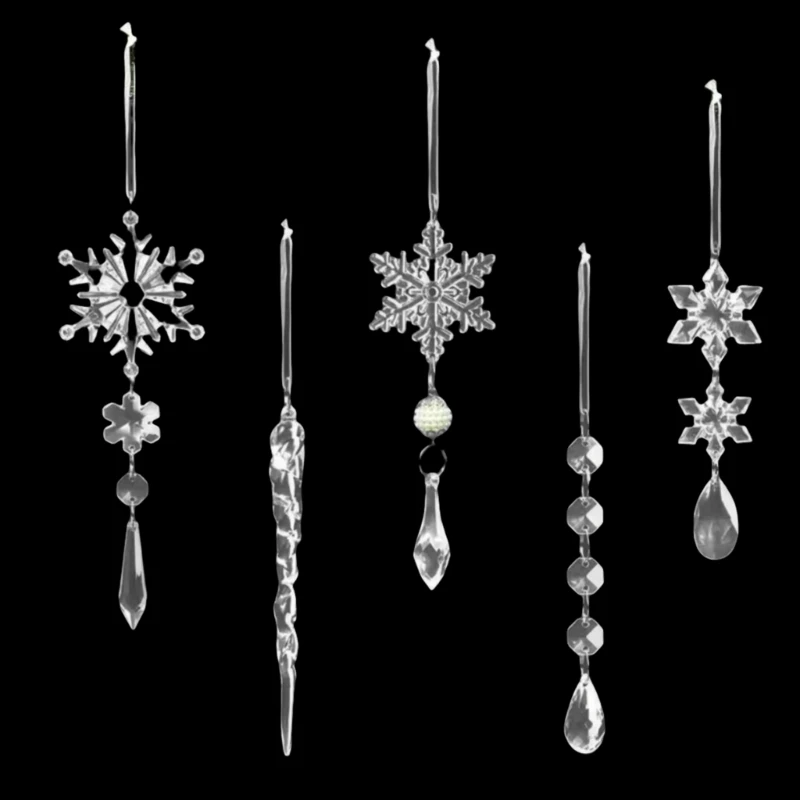 

Pack of 10 Acrylic Pendant Snowflakes and Icicles Pendant for Holiday Decoration