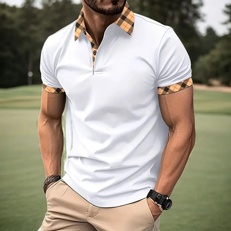 Polo de manga corta para hombre, camiseta transpirable informal de oficina de negocios de verano, camiseta europea y americana de talla grande