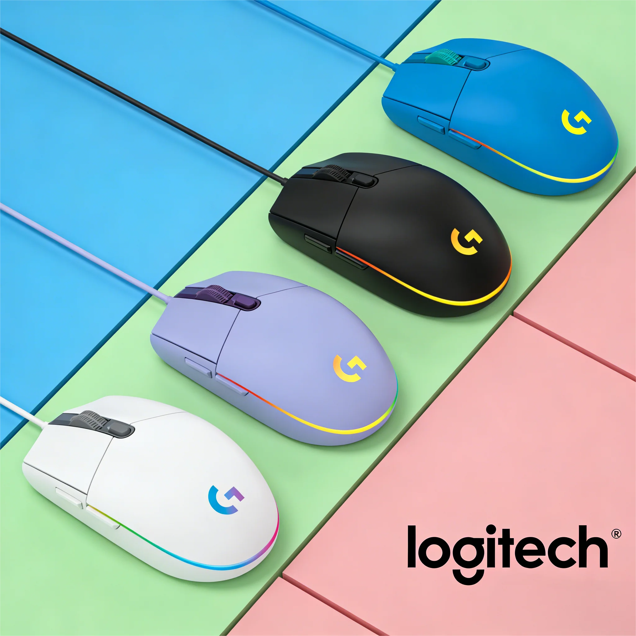 

G203 Wired Gaming Mouse, Game Hard & Work Smart, 6 Custom Buttons, Multi-Color & Lightweight