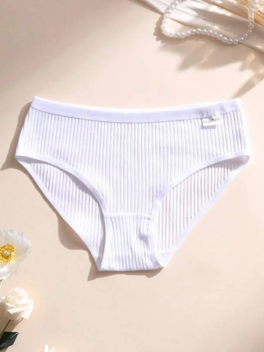 

Womens Ribbed Cotton Briefs Low Waist Comfortable Breathable Underwear